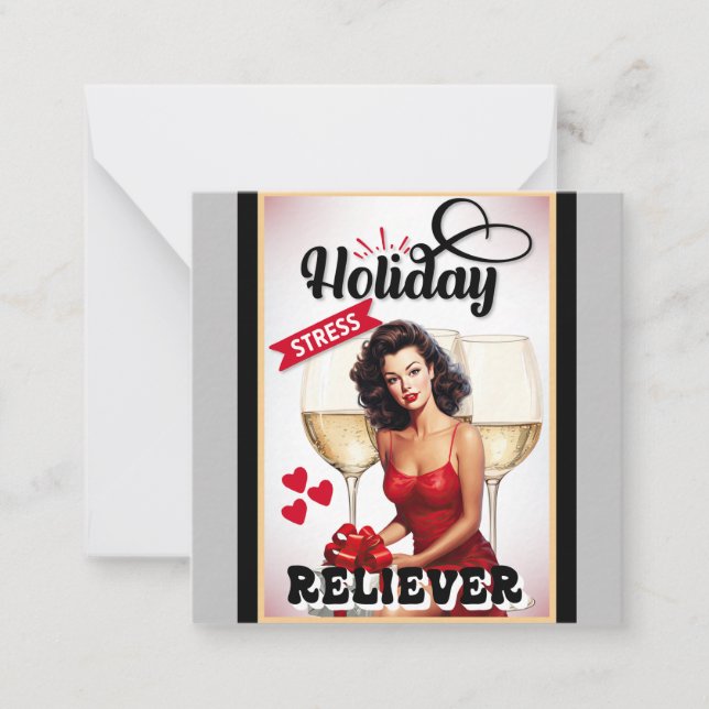 Retro Holiday Stress Reliever Pinup Card (Front)