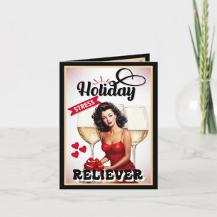 Retro Holiday Stress Reliever Pinup Thank You Card
