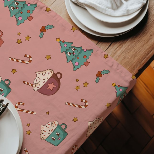 Retro Holiday Table Funky Pastel Christmas Style Long Table Runner (Retro Holiday Table Funky Pastel Christmas Style)