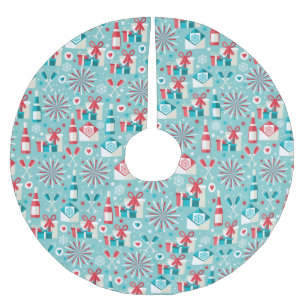 Retro Holiday Tree Skirt, Brushed Polyester Brushed Polyester Tree Skirt