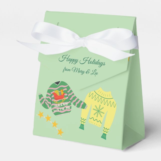 Retro Holiday Ugly Sweater Christmas Party Favour Box (Front Side)