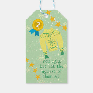 Retro Holiday Ugly Sweater Christmas Party Gift Tags