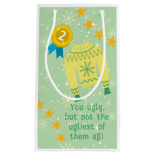Retro Holiday Ugly Sweater Christmas Party Small Gift Bag