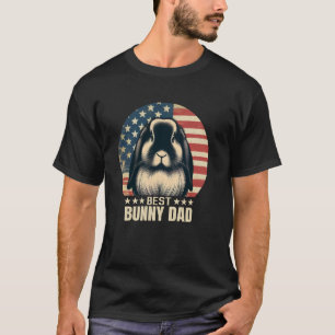 Retro Holland Lop Best Bunny Dad Rabbit July 4th U T-Shirt