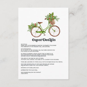 Retro Holly and Ivy Bicycle Wedding Guest Details Enclosure Card