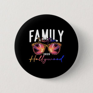 Retro Hollywood Beach Florida Sungles Summer Vacat 6 Cm Round Badge