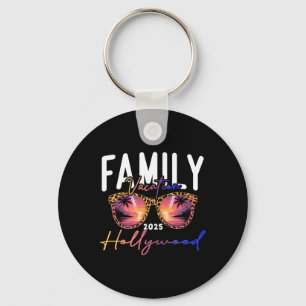 Retro Hollywood Beach Florida Sungles Summer Vacat Key Ring