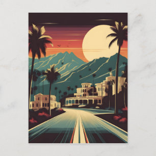 Retro Hollywood Illustration Postcard
