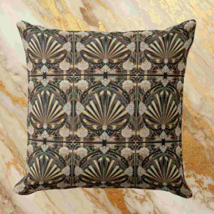 Retro Home Accents Black and Gold Art Deco Cushion
