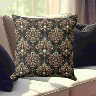 Retro Home Accents Black and Gold Art Deco Cushion