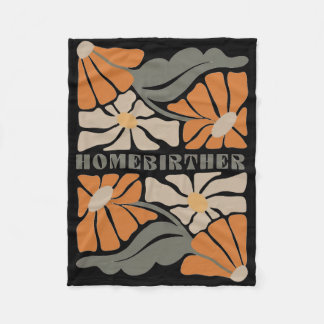 Retro Home Birth Boho Flowers Homebirther Mothers  Fleece Blanket