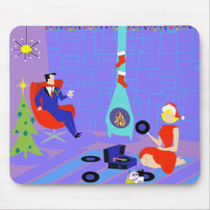 Retro Home for the Holidays Christmas Mousepad