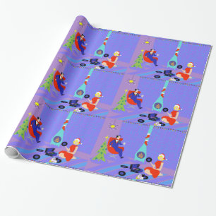Retro Home for the Holidays Wrapping Paper