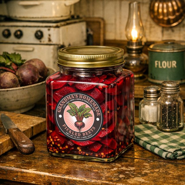 Retro Homemade Pickled Beets Label Template (Creator Uploaded)