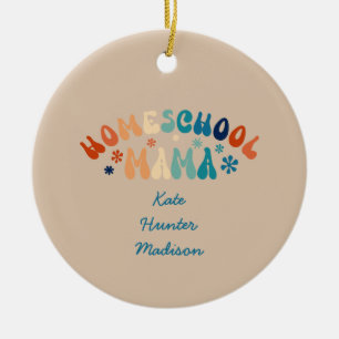 Retro Homeschool Mum Mama Personalised Ceramic Ornament