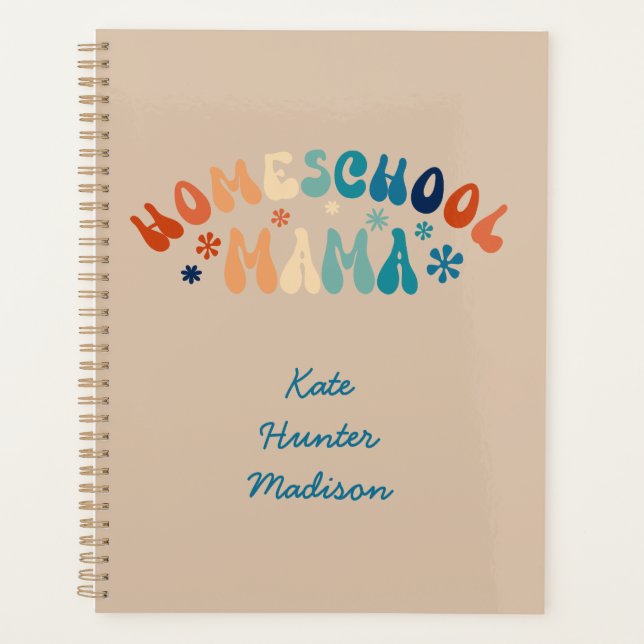 Retro Homeschool Mum Mama Personalised Planner (Front)