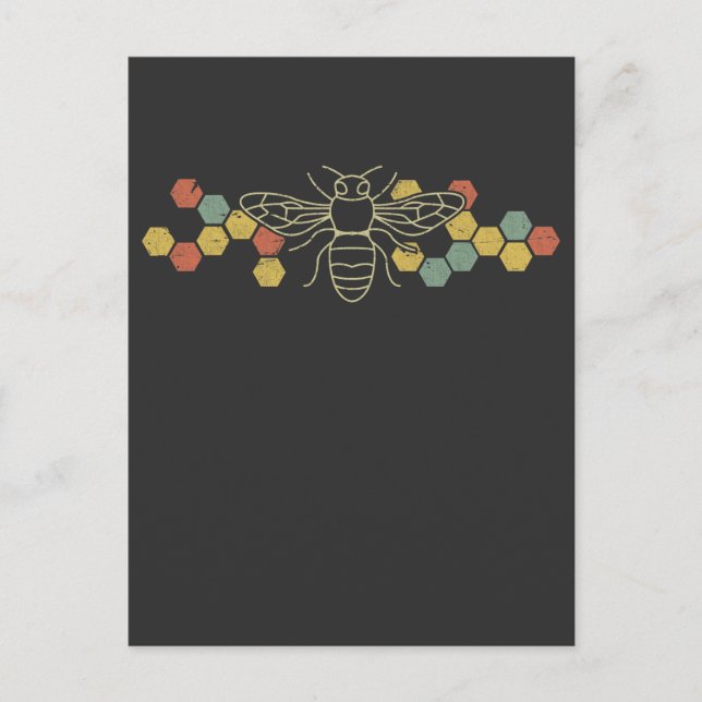 Retro Honeycomb Bee Nature Awareness Beekeeper Postcard (Front)