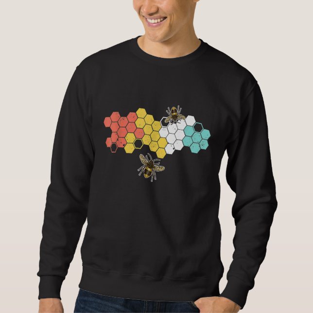 Retro Honeycomb Beekeeper Design For Bee Sweatshirt (Front)