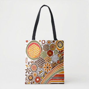 Retro Honeycomb Tote Bag   Bee Design