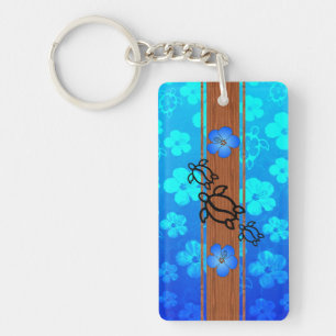 Retro Honu Surfboard Key Ring