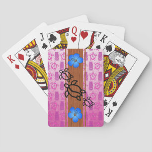 Retro Honu Surfboard Playing Cards
