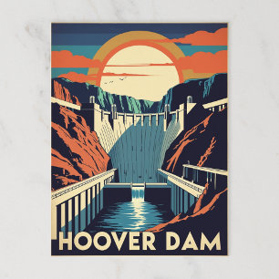 Retro Hoover Dam Engineering Marvel Postcard