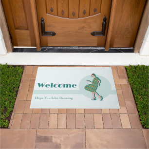 Retro Hope You Like Dancing Green Personalised Doormat