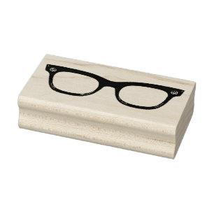Retro Horn Rimmed Glasses Rubber Art Stamp