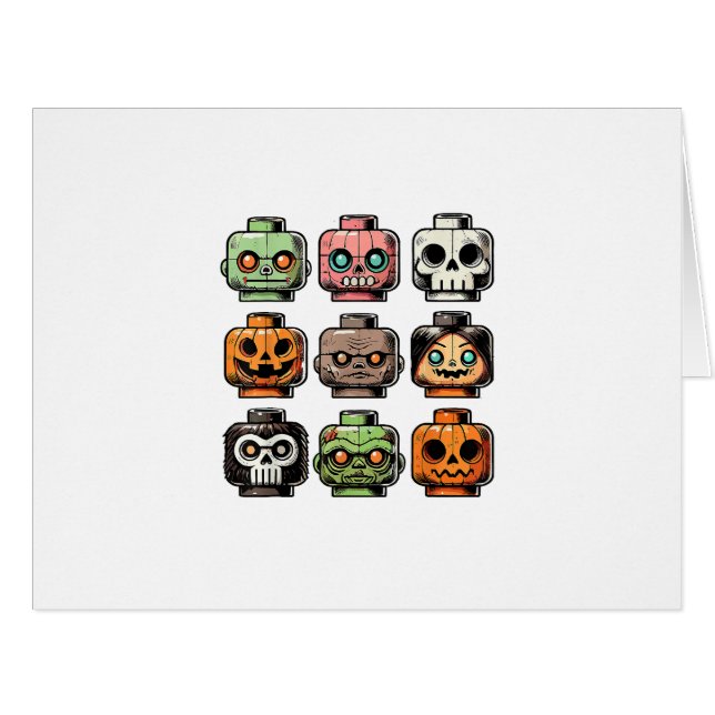 Retro Horror Bricks Head Scary Halloween Mask (Front Horizontal)
