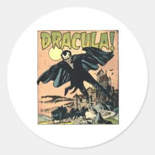 Retro Horror Movie Monster Vampire Vintage Hallowe Classic Round Sticker