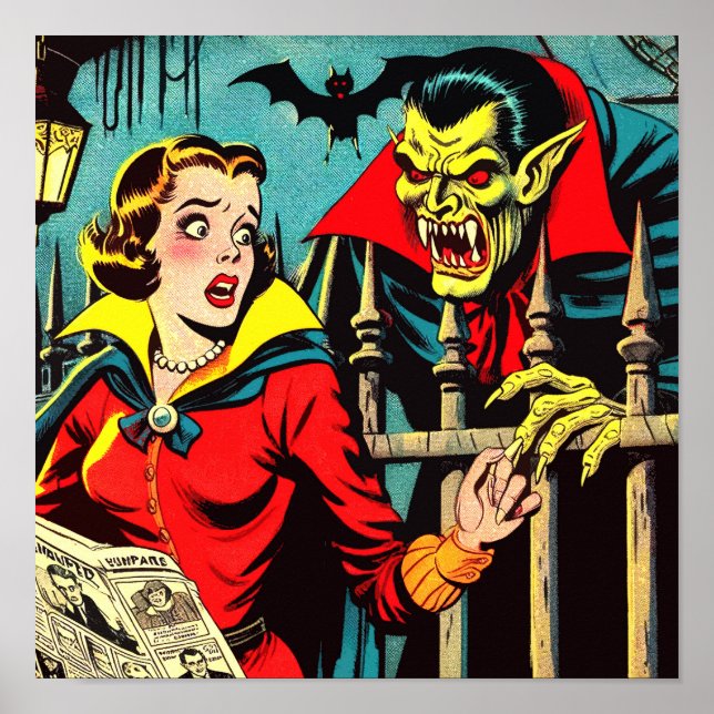 Retro Horror Vampire Comics Poster (Front)