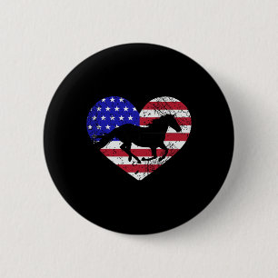 Retro Horse American Flag Heart 4th Of July Usa Pa 6 Cm Round Badge
