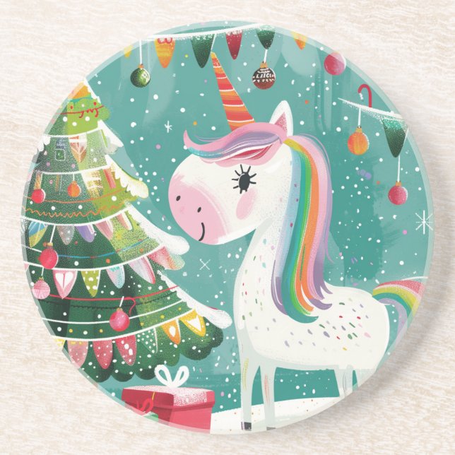 Retro Horse Christmas  Coaster (Front)