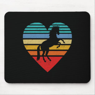 Retro Horse Heart Animal Love Mouse Pad