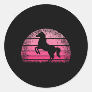 Retro Horse Horseback Riding Horse Lover Cowgirl W Classic Round Sticker