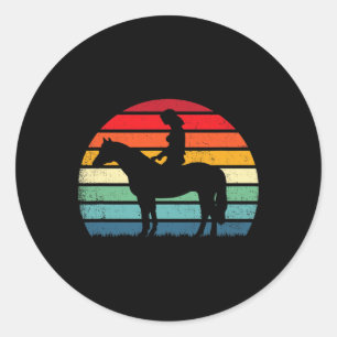 Retro Horse Lover Gift Horseback Rider &amp; Ridin Classic Round Sticker