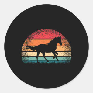 Retro Horse Lover Horseback Riding Cowgirl Western Classic Round Sticker