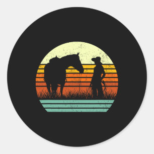 Retro Horse Lover Tee For Women &amp; Girl I Love  Classic Round Sticker