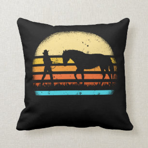 Retro Horse Show Riding equestrian Vintage Cowgirl Cushion
