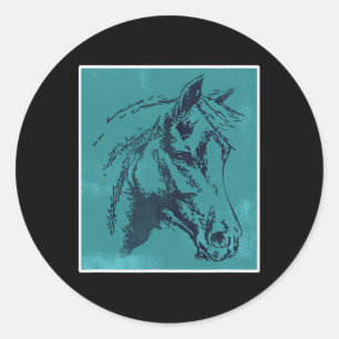 Retro Horse. Vintage Horseback Riding Equestrian F Classic Round Sticker