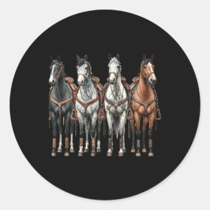 Retro Horse Western Rodeo Cowboy Equestrian Horseb Classic Round Sticker