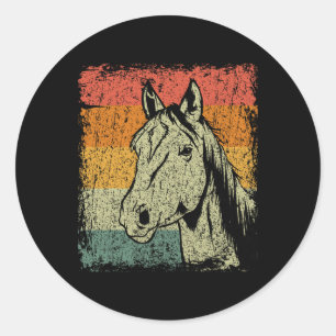Retro Horseback Riding Gift Vintage Horse Classic Round Sticker