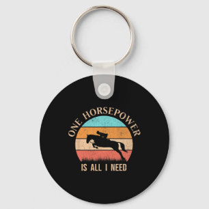 Retro Horseback Riding Girl Funny Horse Rider Vint Key Ring