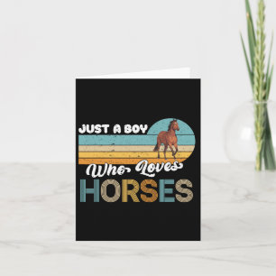 Retro Horseback Riding Lover Just A Boy Who Loves Card