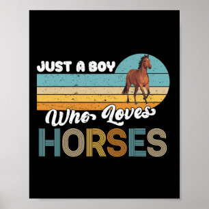 Retro Horseback Riding Lover Just A Boy Who Loves  Poster