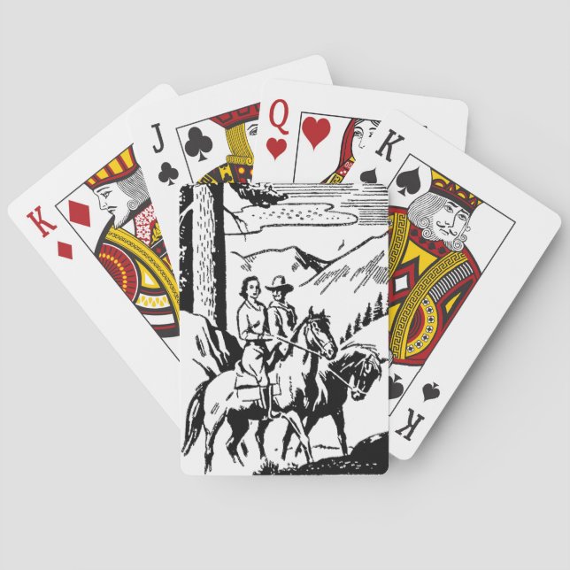 Retro Horseback Riding Playing Cards (Back)