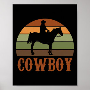 Retro Horseback Riding Rodeo Western Horse Cowboy  Poster
