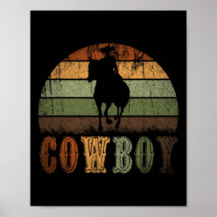 Retro Horseback Riding Rodeo Western Line Dance Ho Poster