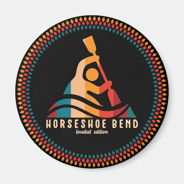 Retro Horseshoe Bend Kayaking Magnet (Front)