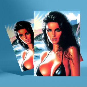 Retro Hot Beach Girl Postcard